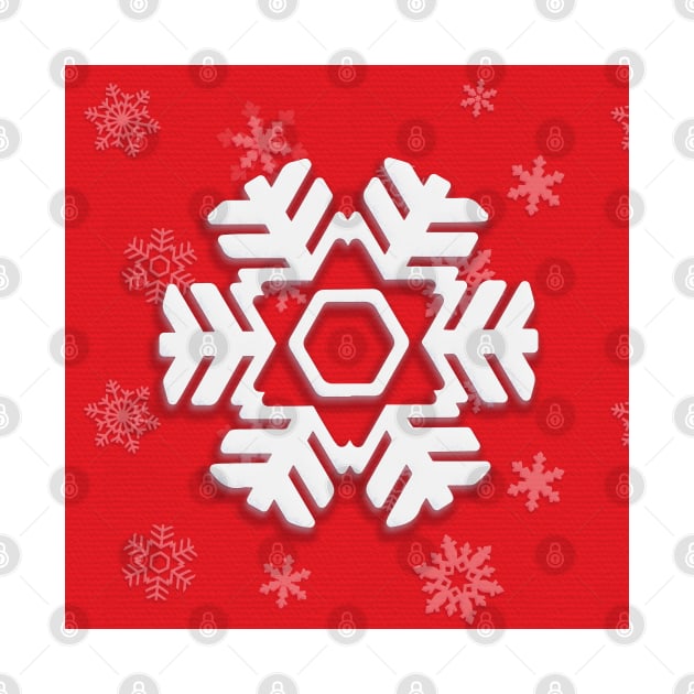 Snowflake Winter Holiday Christmas Decoration. White Snowflake on blue background. by sofiartmedia