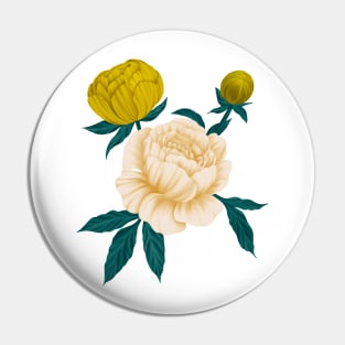 Yellow and Cream Peonies Pin