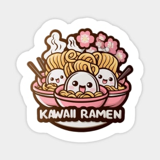 Cute Kawaii ramen noodles bowl Sakura Magnet