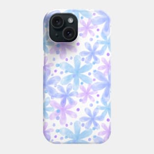 Loose soft pastel watercolor purple and pink romantic flowers pattern Phone Case