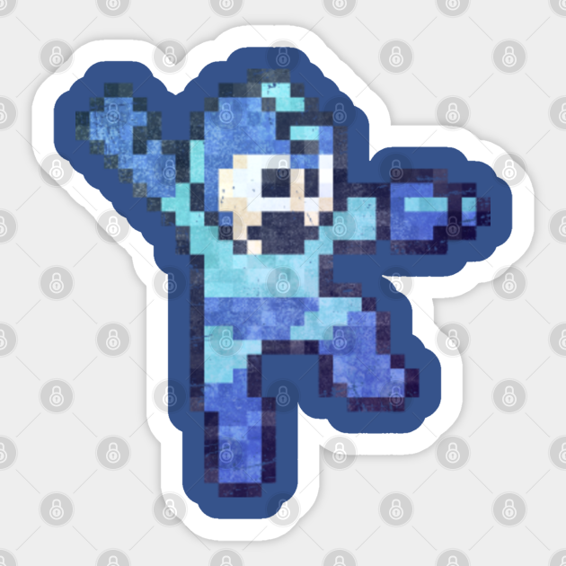 Mega Mam Jump Vintage Pixels - Mega Man - Sticker