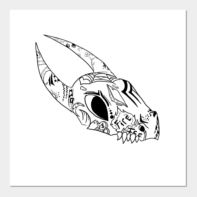 Dragon skull tattoo - Inktober - Posters and Art Prints | TeePublic Dragon skull tattoo - Inktober - Posters and Art Prints | TeePublic