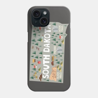 South Dakota State USA Illustrated Map Phone Case