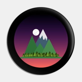 Night Moon And Mountains Pin