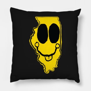 Illinois Happy Face with tongue sticking out Pillow