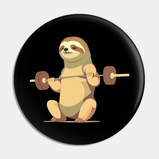Sloth with a barbell Pin by aceofspace