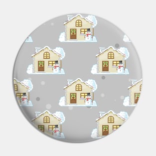 Christmas House Pattern - Grey Background Pin