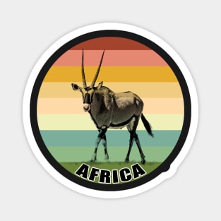 Oryx Antelope Full Figure on Vintage Retro Africa Sunset Magnet