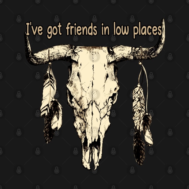 I've Got Friends In Low Places Bull Outlaw Music Skull Feather by Chocolate Candies