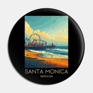 A Vintage Travel Illustration of Santa Monica - California - US Pin