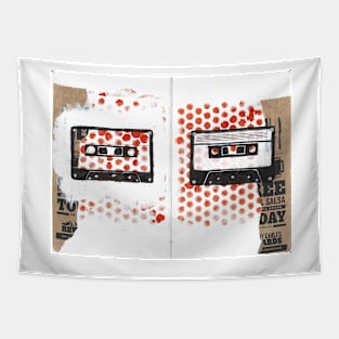 Cassette Tape Collage Tapestry