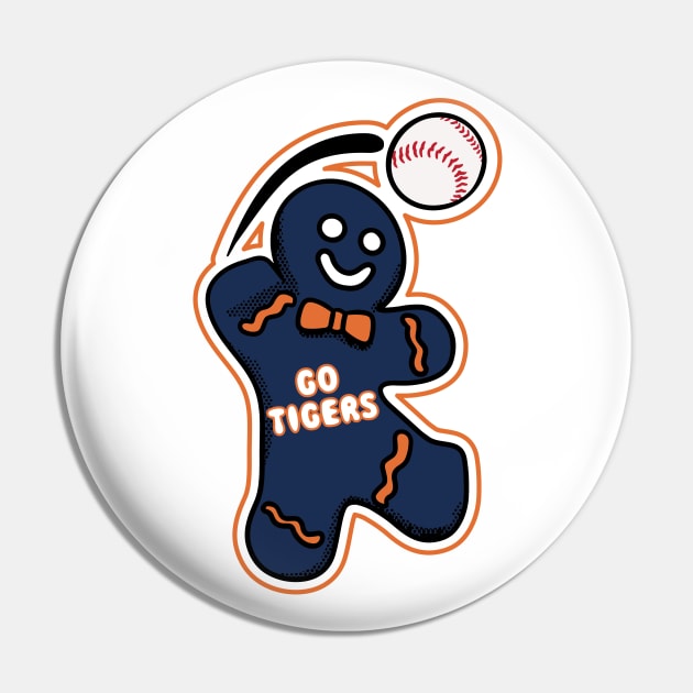 Detroit Tigers Gingerbread Man Pin by Rad Love