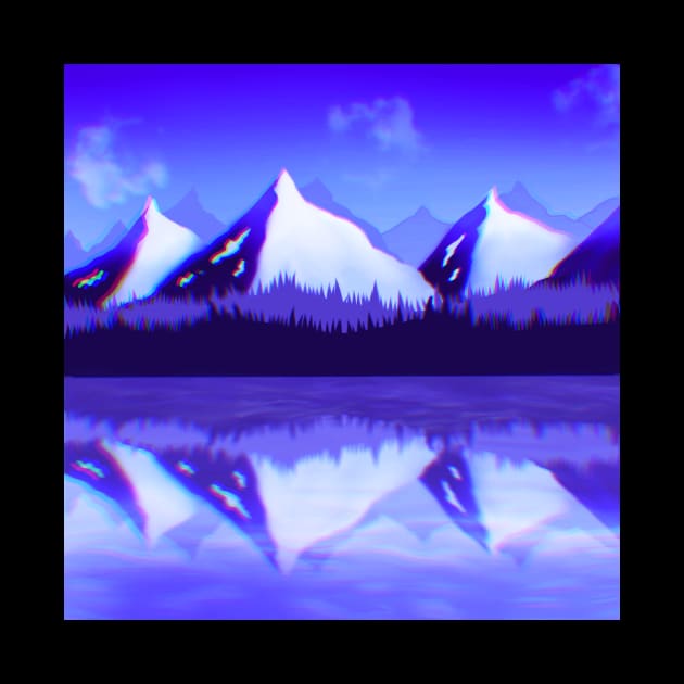 Blue Purple Mountains nature Landscape with chromatic aberration by galaxieartshop