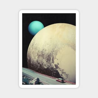 Old Friend Pluto - Space Aesthetic, Retro Futurism, Sci Fi Magnet