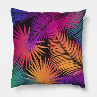 Tropical Palm Tree Colorful Leaves Branches Aloha Modern Design Pillow