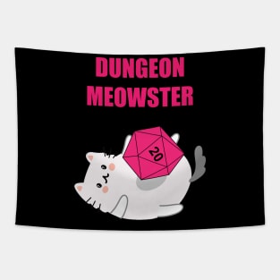 Dungeon Meowster Funny Nerdy Gamer Cat D20 RPG Tapestry