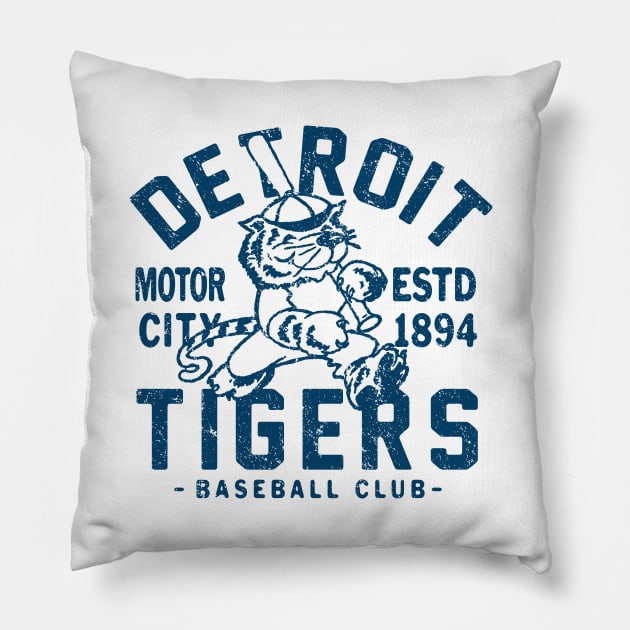 Detroit Tigers Retro 1 by Buck Tee Originals Pillow by Buck Tee