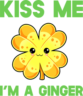 St Patricks Day Kiss Me I'm A Ginger Kawaii Cute Clover Magnet