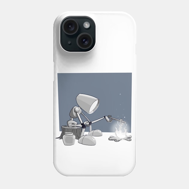 Robot at a campfire Phone Case by Richtoon