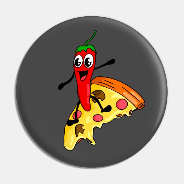 Pepperoni Pizza Surfing Pin by Foxxy Merch