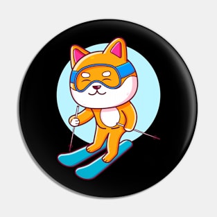 Cute Shiba Inu Ski Pin