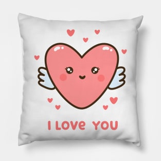 Kawaii heart with text "I  love you" Pillow