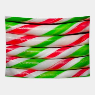 Green and Red Candy Cane Christmas Candies Photograph Tapestry