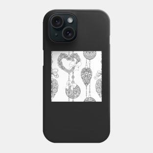 Monochrome Merry Christmas Pattern, New Year Illustration Phone Case