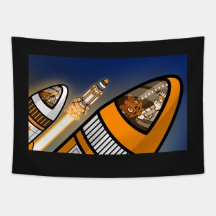 Space Quokka Rocket Race Tapestry