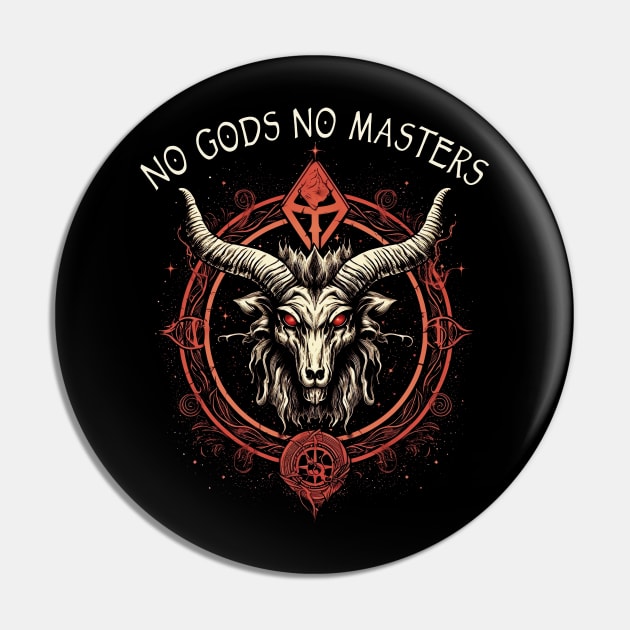 Occult Satanic Gothic Baphomet No Gods No Masters Pin by ShirtFace