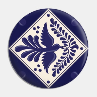 Mexican Talavera Tile with Flying Dove Pin