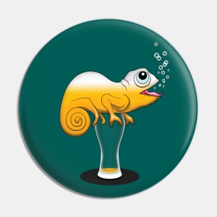 Beer lover Chameleon Graphic Design Pin