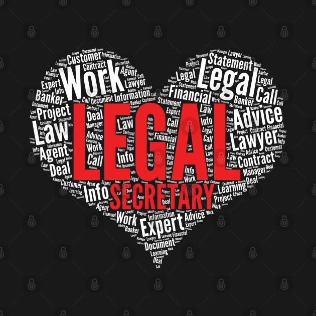 Legal secretary Heart Shape Word Cloud Design Law graphic by theodoros20