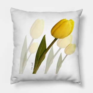 5 Yellow  Tulips by Cecile Grace Charles Pillow