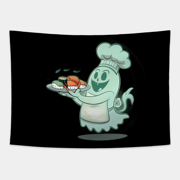 Sushi lover ghost chef Tapestry by Spaceboyishere