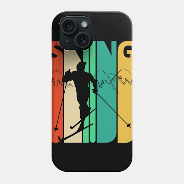 Skiing Silhouette, retro design. Phone Case by MadebyTigger