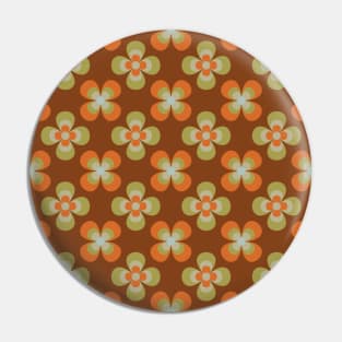 Floral Retro Neck Gator Brown and Orange Retro Floral Pin