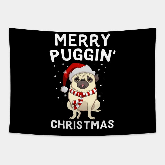 Merry Puggin' Christmas Tapestry by Eugenex