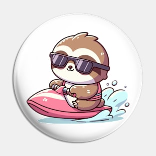 Cool sloth Jetskiing Pin