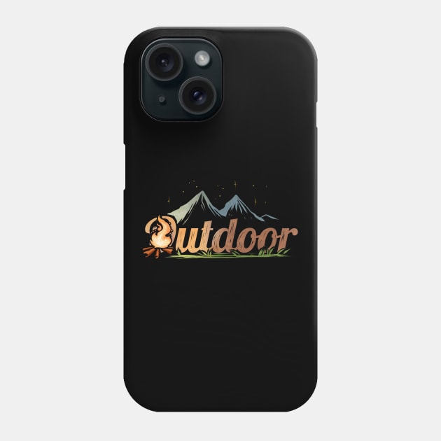 Logo Outdoor - Camp Fire In The Mountains While Camping Phone Case by SinBle