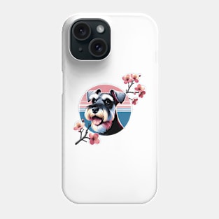 Miniature Schnauzer's Spring Joy Amid Cherry Blossoms Phone Case