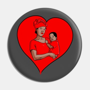 Mother and baby - in a heart Pin