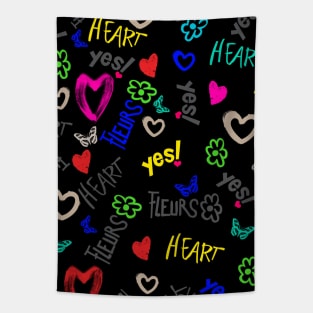 Bright colors love pattern Tapestry