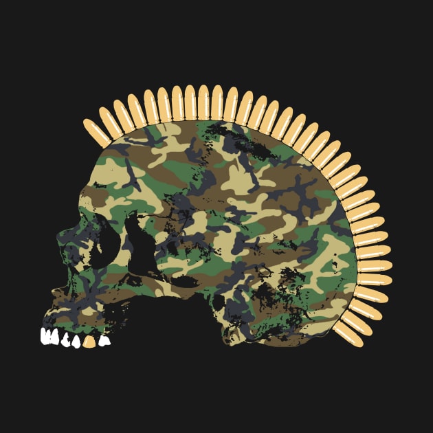 Skull with Bullet Mohawk and Camouflage by RawSunArt