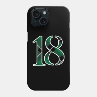 18 Sports Jersey Number Green Black Flannel Phone Case