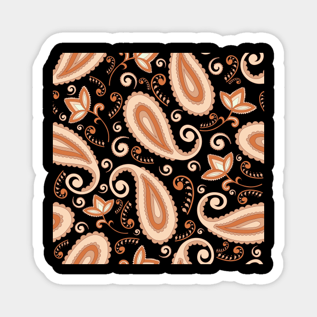 Orange Paisley Pattern Magnet by novaya