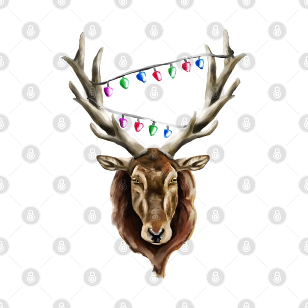 Festive Red Deer Stag by fuzzydragons