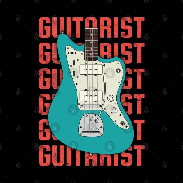 Guitarist Repeated Text Offset Style Electric Guitar Body by nightsworthy