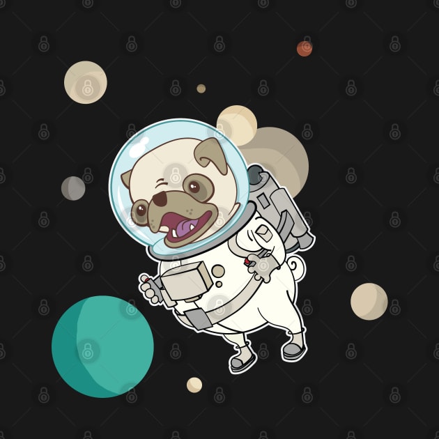 Pug Astronaut With a Jet Pack by Huhnerdieb Apparel