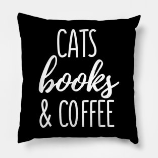 Cats Books And Coffee Funny Cat Pillow